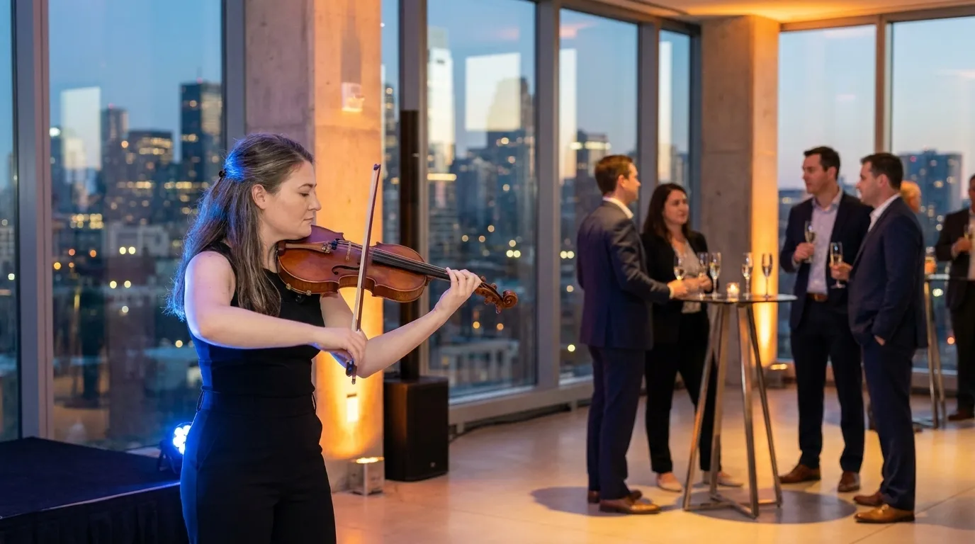 Live violin performance at a polished corporate event